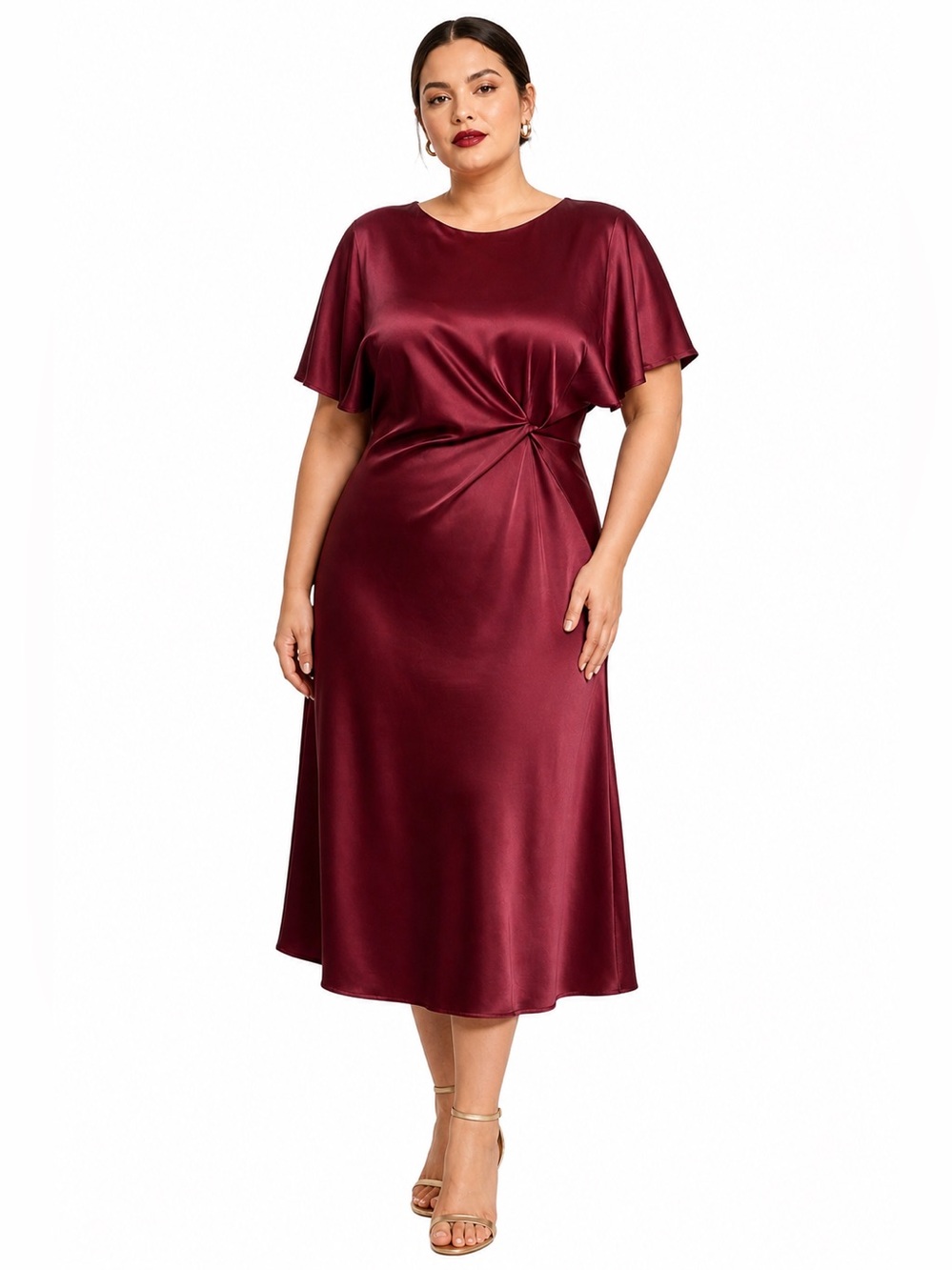Saiph Dress Burgundy Red Midi Long Formal Gown Size 2x